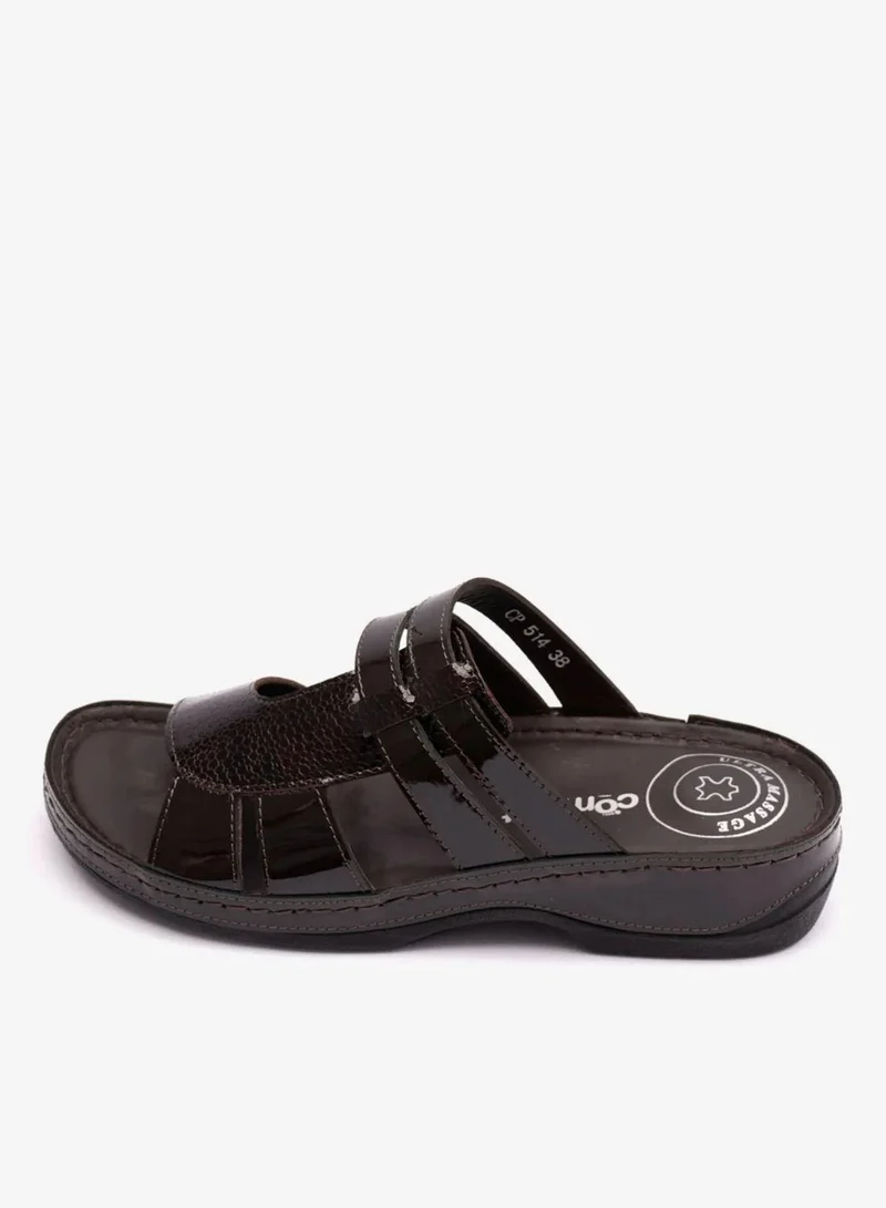 Comfort Plus  COMFORT PLUS WOMENS CROCO PRINT SANDALS BROWN for Women | Best Price UAE